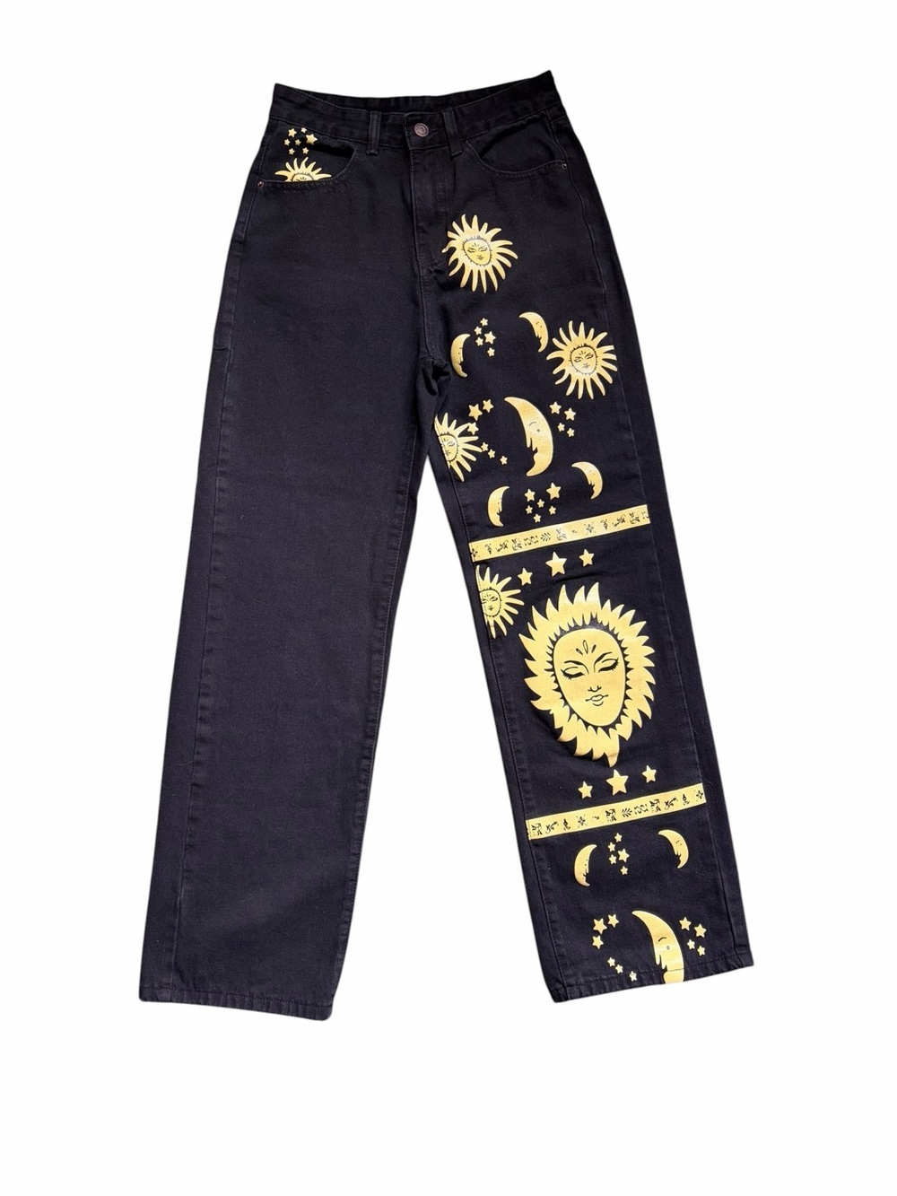 Whimsgoth Celestial Black Sun and Moon Jeans - Picture 2 of 10
